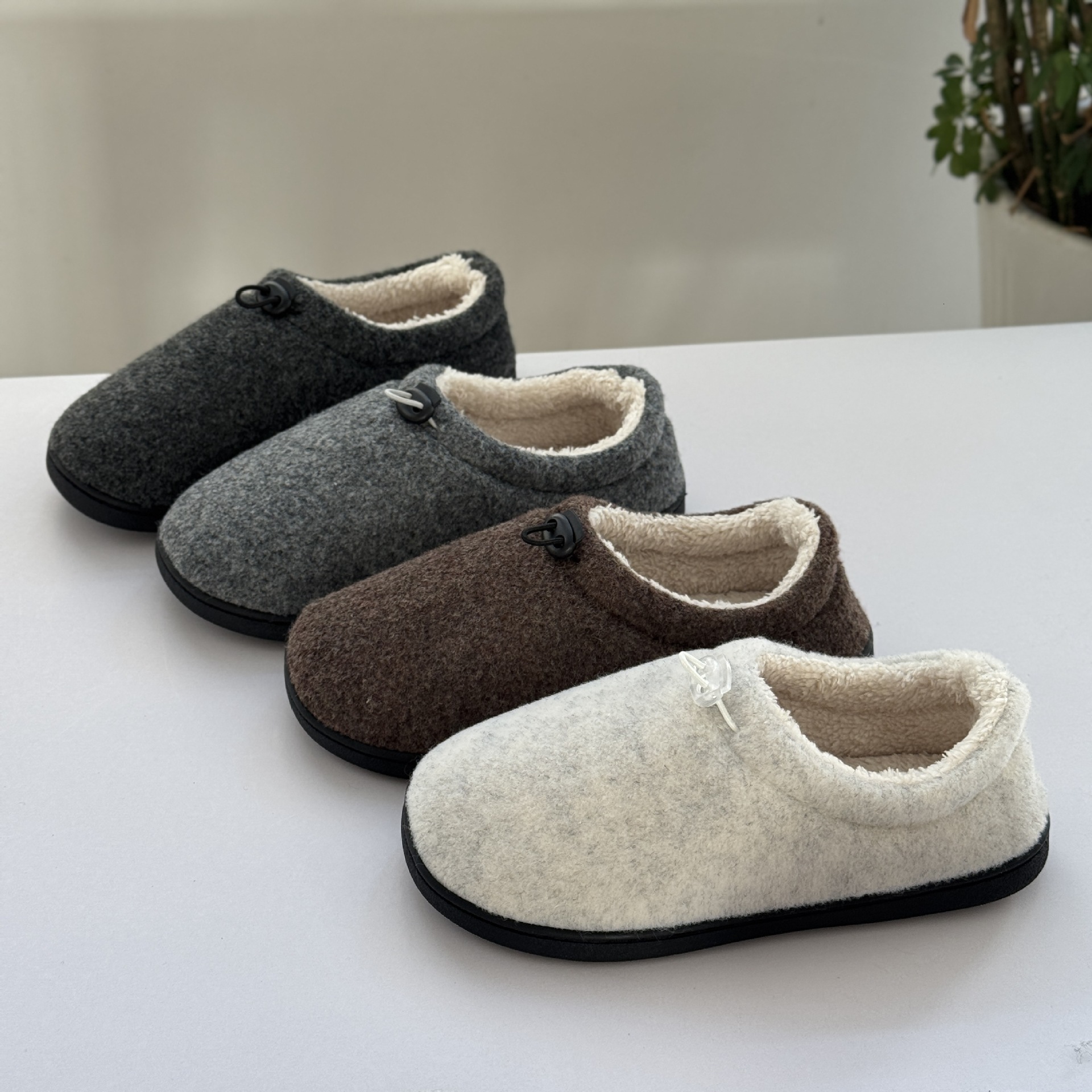 Felt Rope Buckle Adjustable Full Wrap Heel Autumn Winter Cotton Shoes for Outdoor Wear ddmymarket