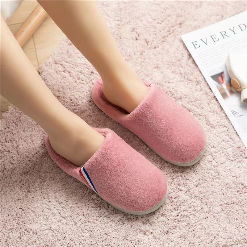 Coral Velvet Color Striped Memory Foam Anti-Slip Slippers ddmymarket