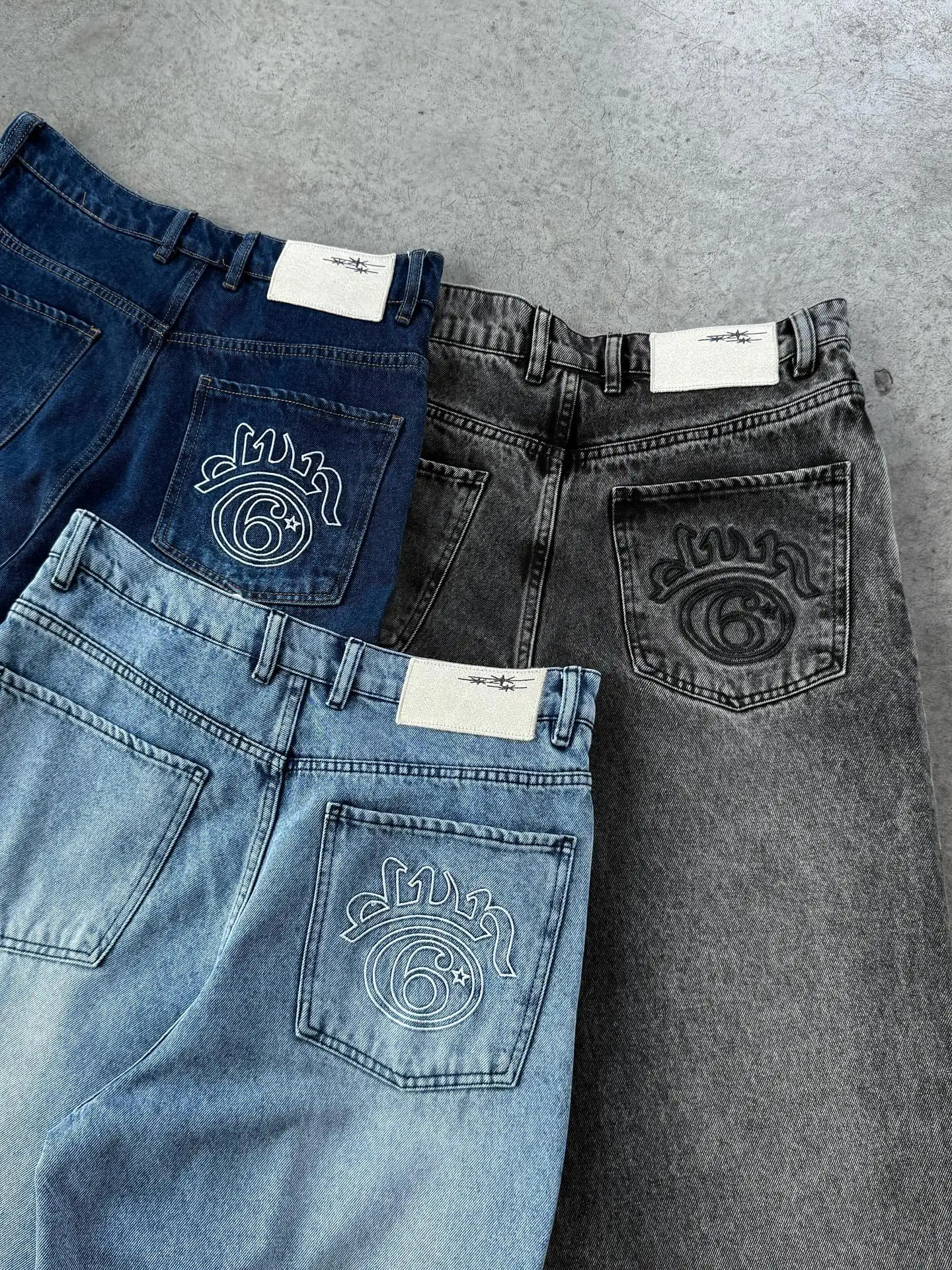 Embroidered Jeans Y2K 2000s casual mens womens hiphop denim pants fashionable high waist wideleg jeans Z260313