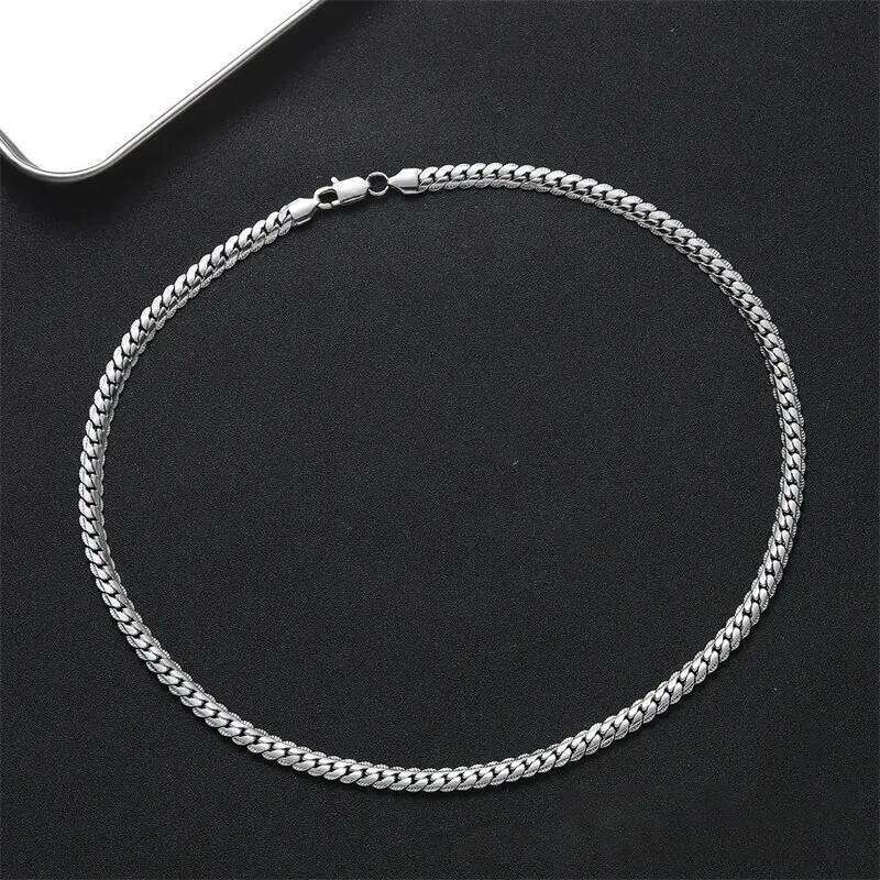 Sterling Sier Man 6MM 40-60cm Side Chain Bracelet Necklace For Women Fashion Wedding Christmas Gift Jewelry Accessories