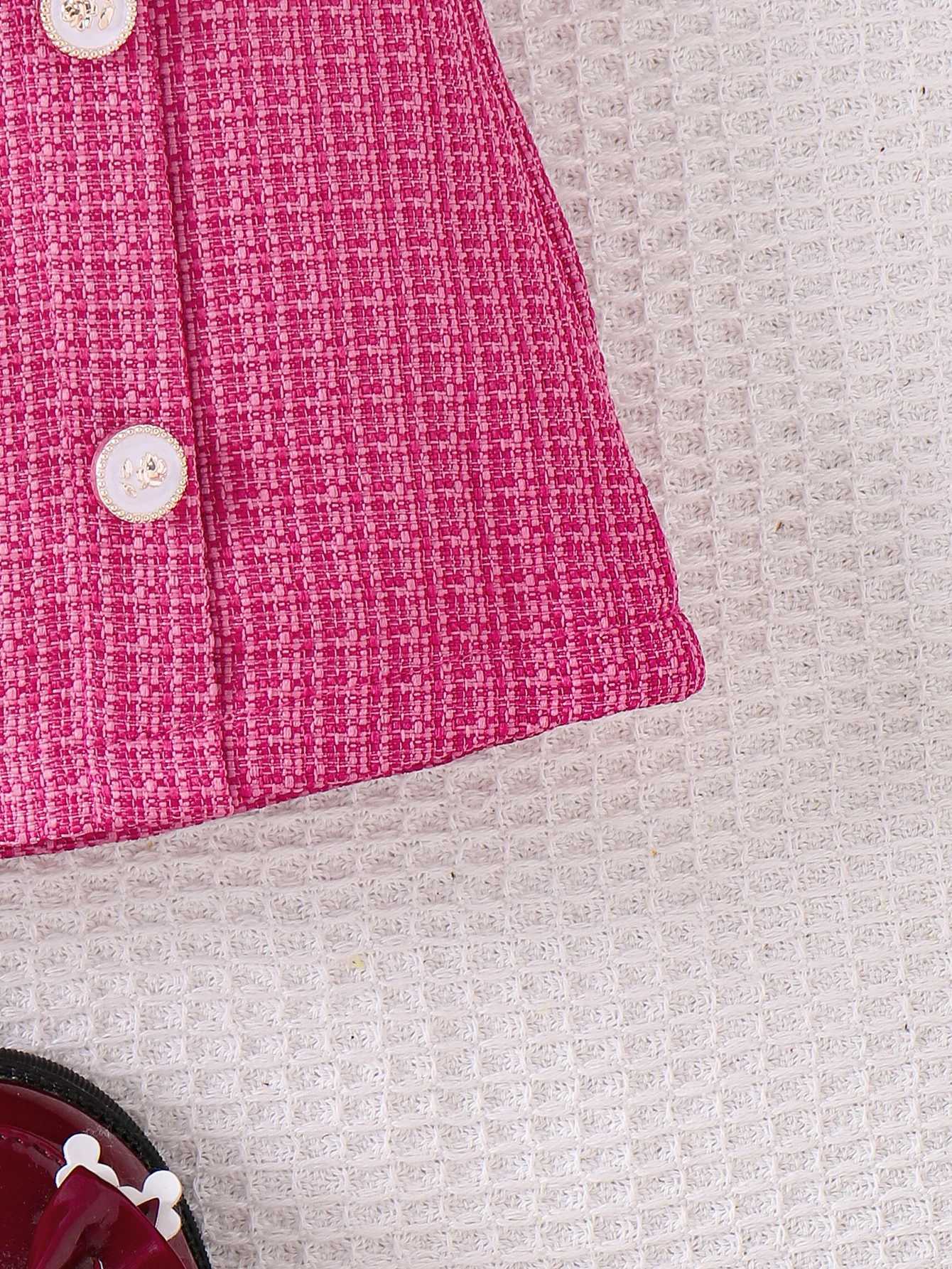 37Y Girls Elegant Suit Set TurnDown Collar Bows Tweed Coat and Skirts Two Piece Winter Set For Girls Children Clothing 2025 L2509261TE1