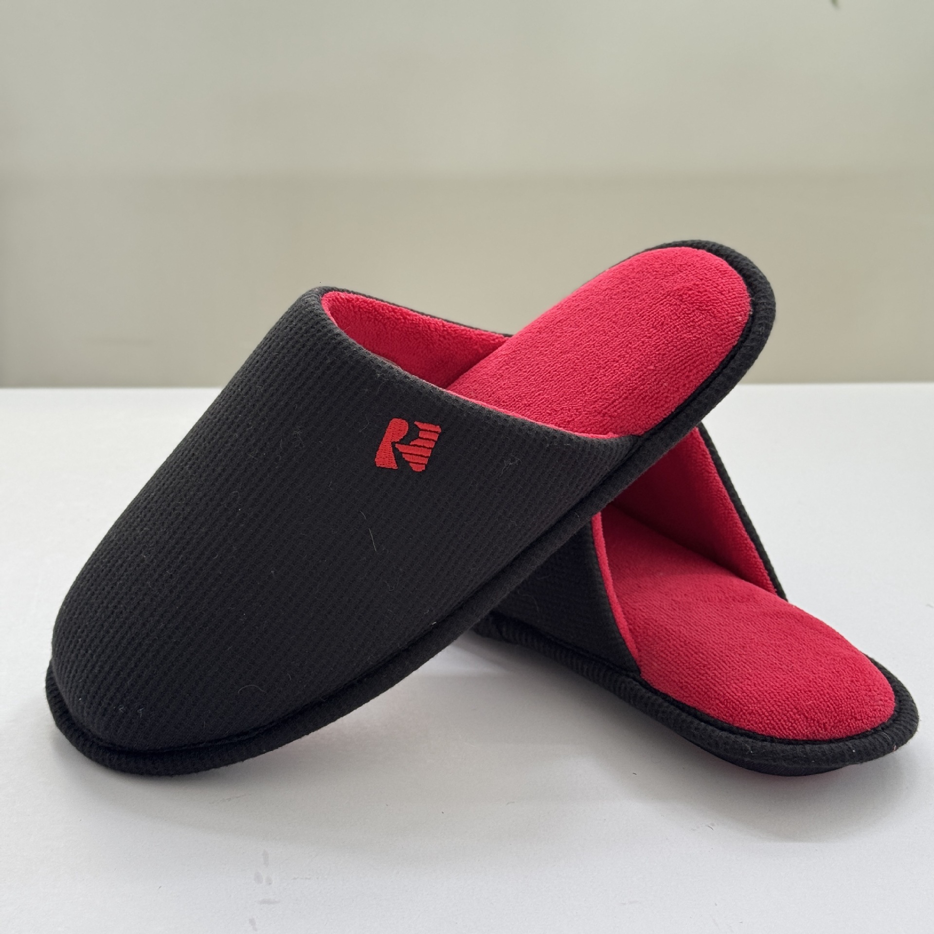 Waffle Embroidered Slippers Home Comfortable Lightweight Simple Unisex ddmymarket