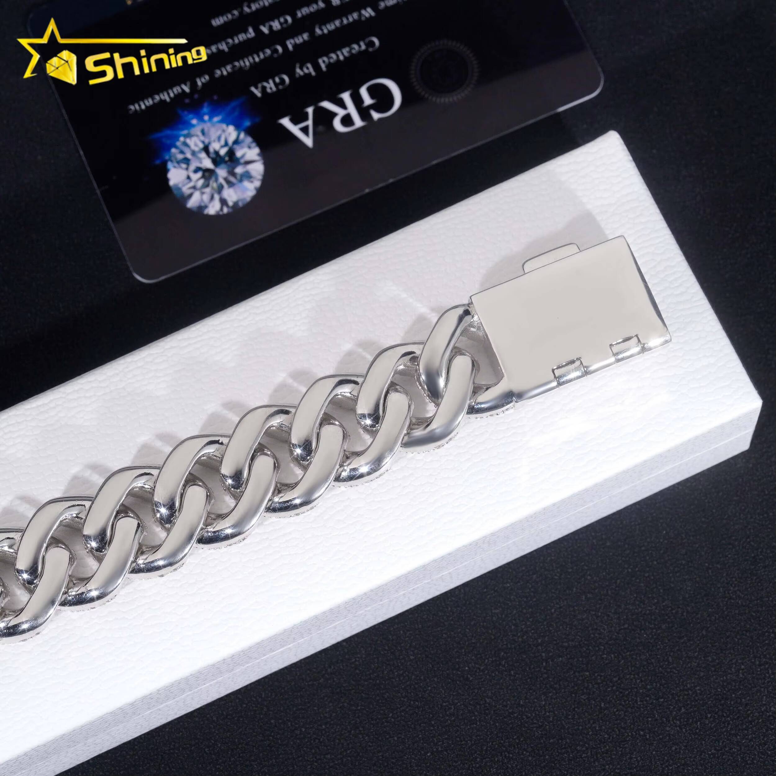 Shining Jewelry 2024 New Arrivals Moissanite Hip Hop Jewelry Fashion Moissanite Cuban Bracelet Cuban Link Chain