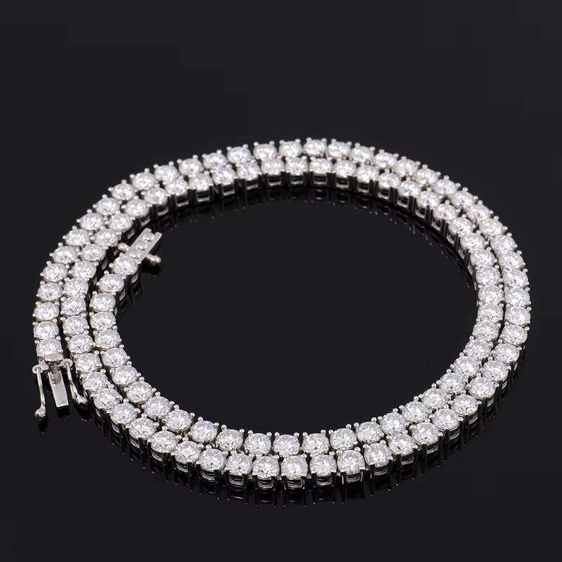 9K10K White Gold Tennis Chain 3mm 16 Inch 24 Inch Moissanite Prong Setting Hiphop Style for Man Women New Arrival
