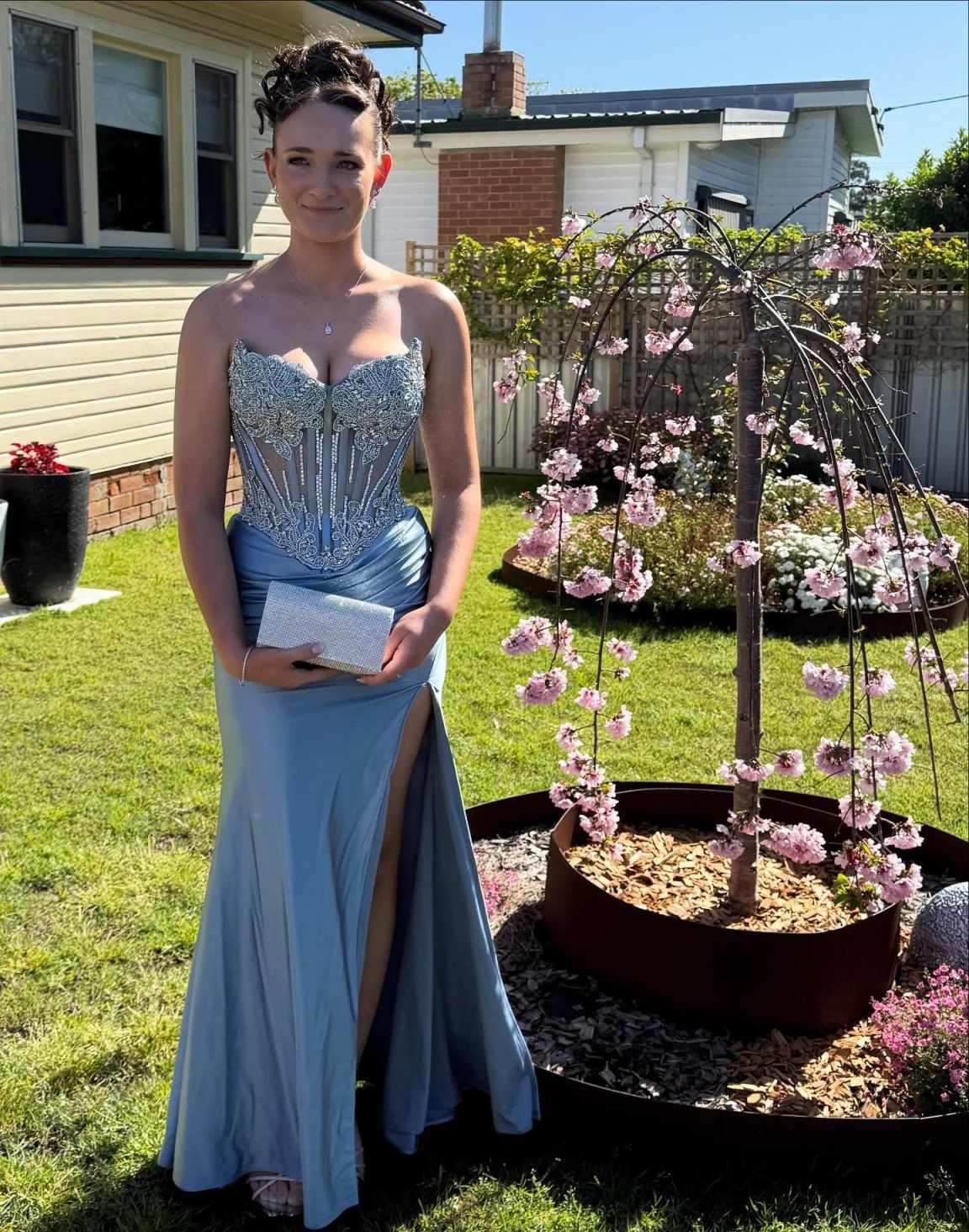 Sweety Mermaid Evening Dress Strapless Sleeveless Beading Prom Gowns Beaded High Splits Floor Length Formal Dresses Customized