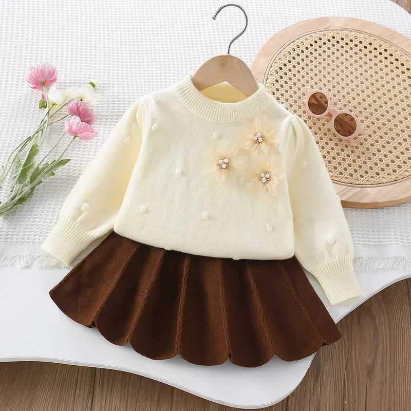 Gilrs Dress Clothes Sets Spring Autumn Children Woolen Jersey Sweaters Tops Skirt Kids Princess Dress Suit For Baby Outfits 5 6Y L250926ZVJ8