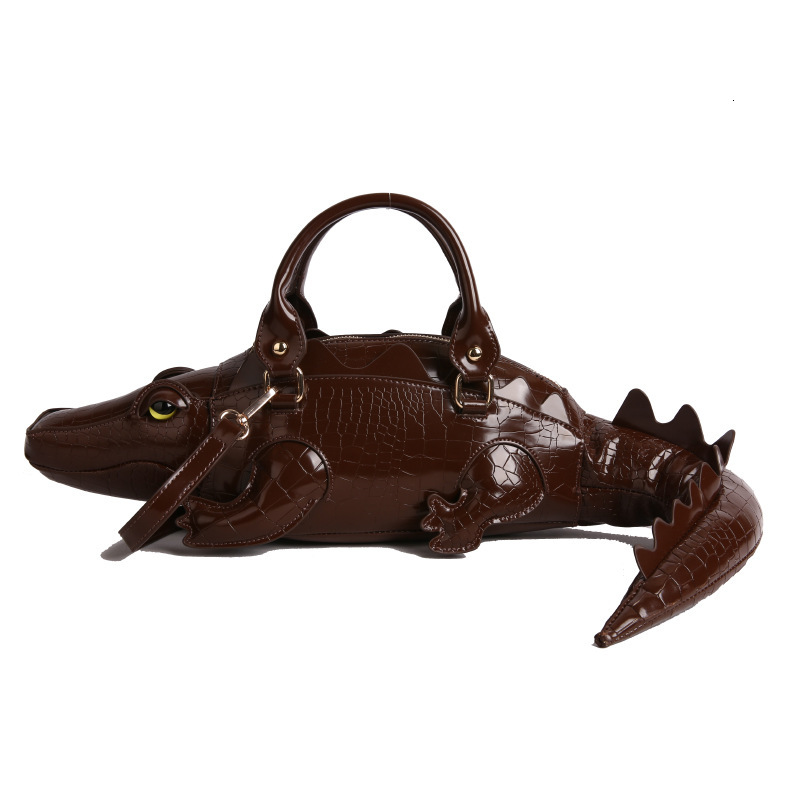 European and American style creative quirky irregular handbag 3D crocodile bag retro leather shoulder bag light luxury designer bag