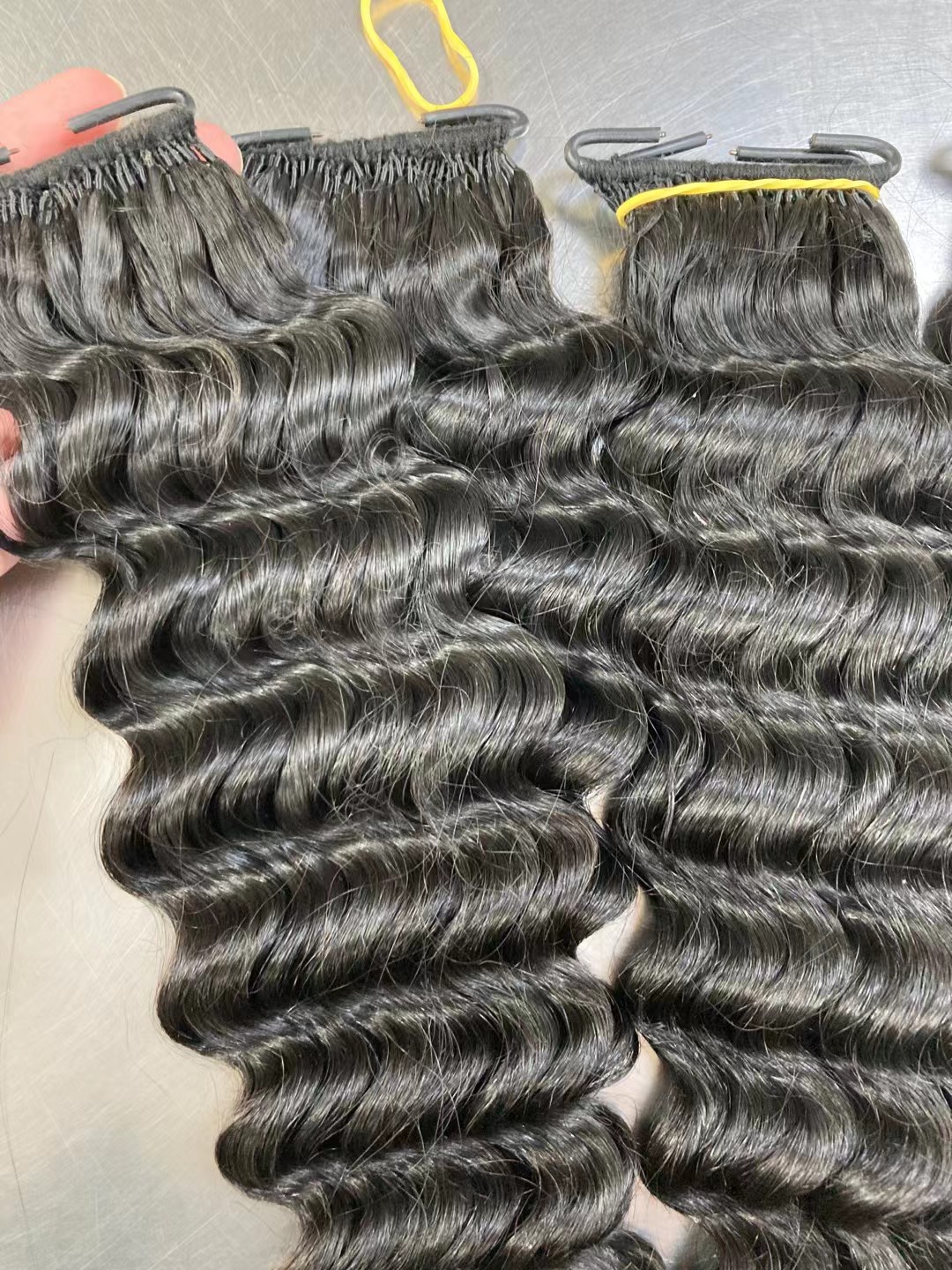 Knotless Pre-Separated Crochet Hair Extensions Human Hair Deep Wave Feather Crochet Braid Hair Extensions Natural Color 100g/pack