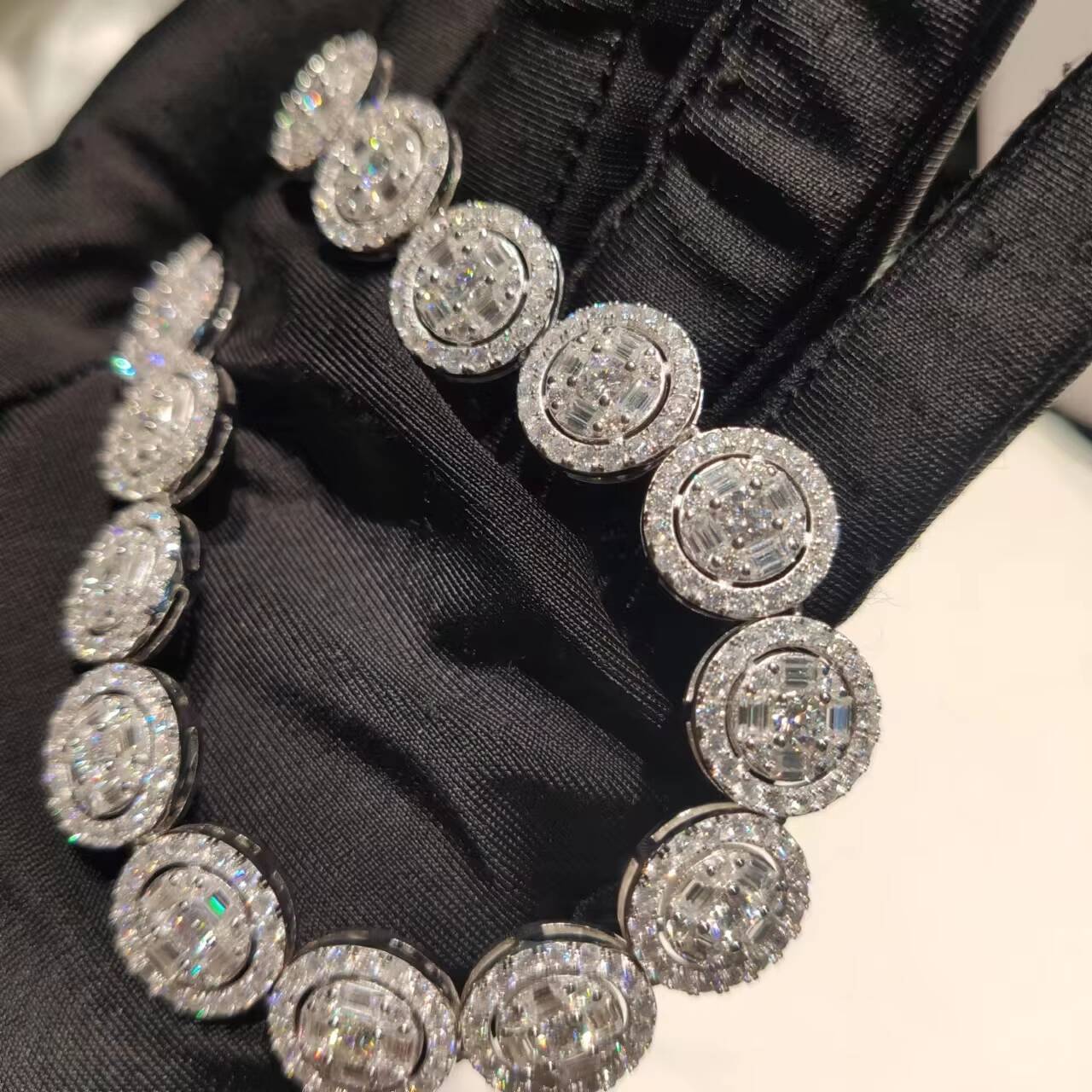 Hip Hop Rapper Jewelry 925 Sterling Silver 20mm TwoTone Baguette Moissanite Miami Iced Out Cuban Link Chain Necklace