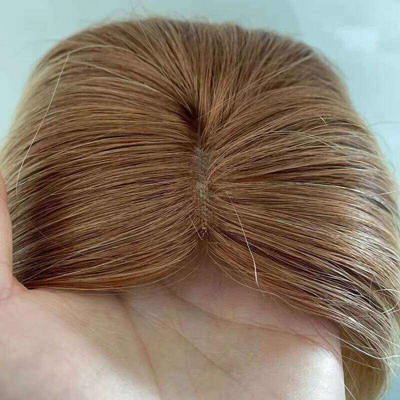 T1B/613 Mono Hand tied Monofilament PU Topper 14INCH Top Toupeer Breathable Hair Piece with Clip For Women T2/613 T4/613