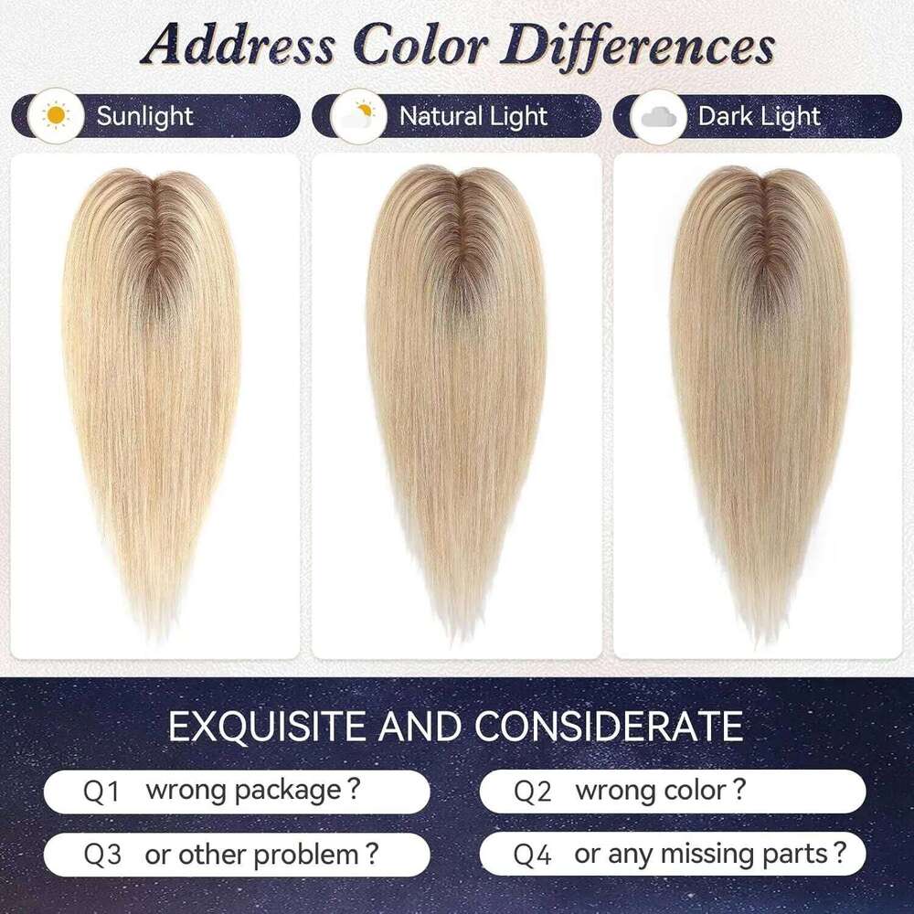12 Inch Silk Base ombre Light Blonde No Bangs Straight Natural Human Hair Toppers for Women Daily Use