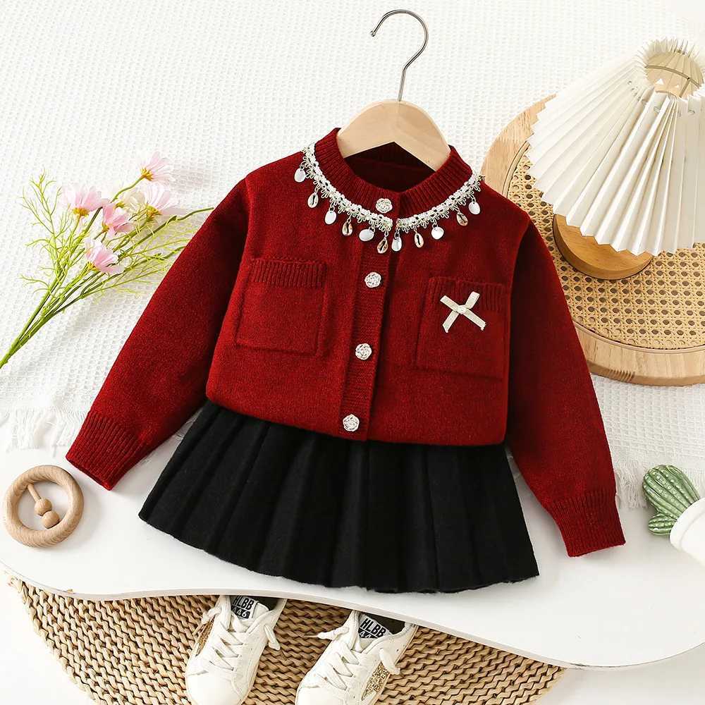 Girls Dress Clothes Sets Spring Autumn Children Woolen jersey Sweaters Coats Skirts Kids Princess Suit For Baby Knitted Outfits L250926D9SA