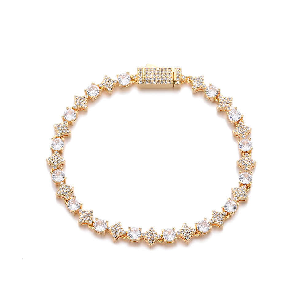 New Fashion Hip-Hop 6mm Star Zircon Tennis Chain Necklace High-End Feel Unisex Bracelet Simple Jewelry