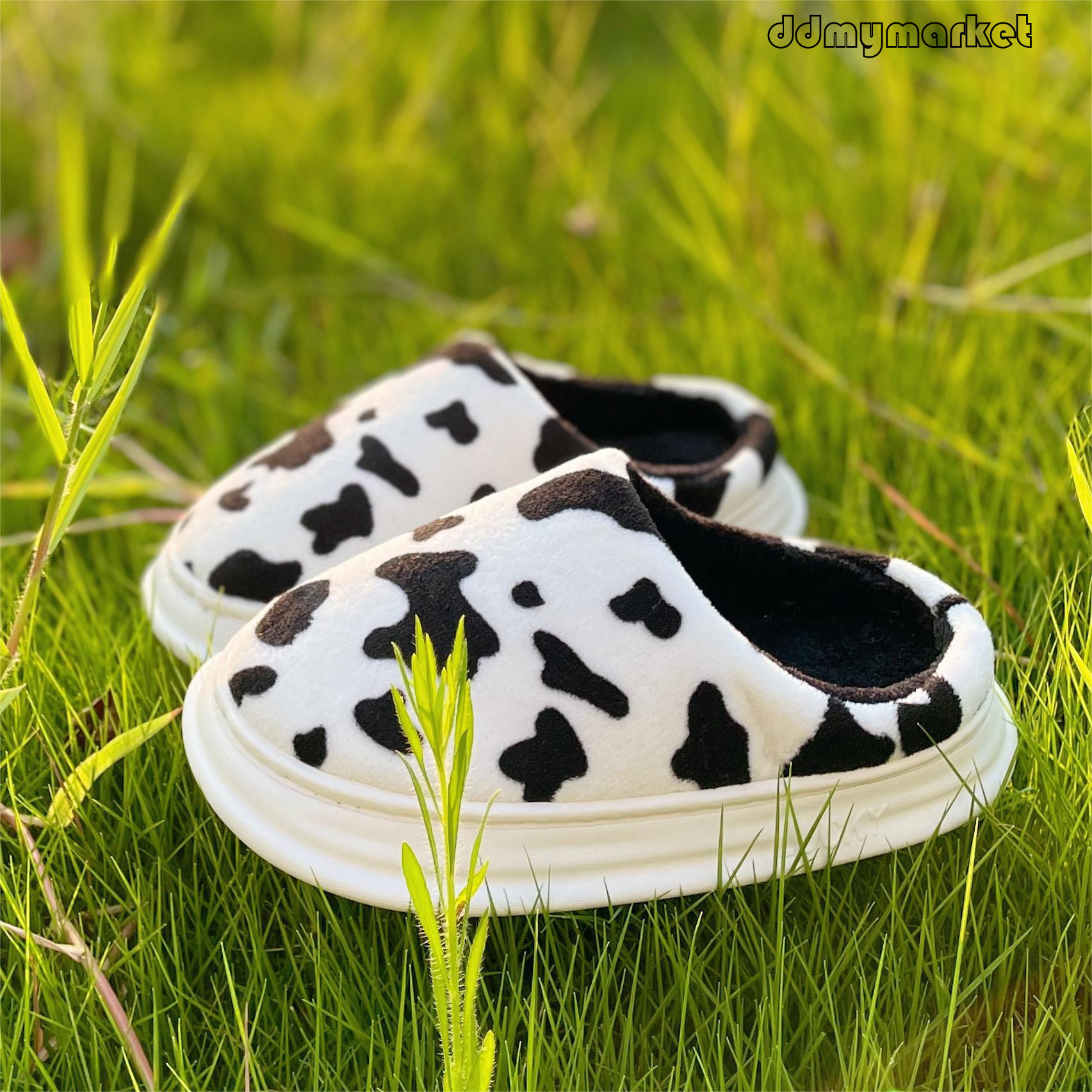 Imitation Cow Thick Sole Durable Parent-Child Home Cotton Slippers ddmymarket