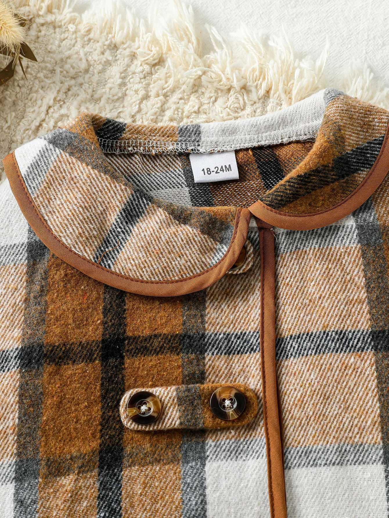 2025 3Pcs Kids Girls Autumn Skirt Set Long Sleeve Crew Neck Tshirt Plaid Skirt Fall Fashion Clothes Outfit Cloak For 16Y Suit L250926T3RO