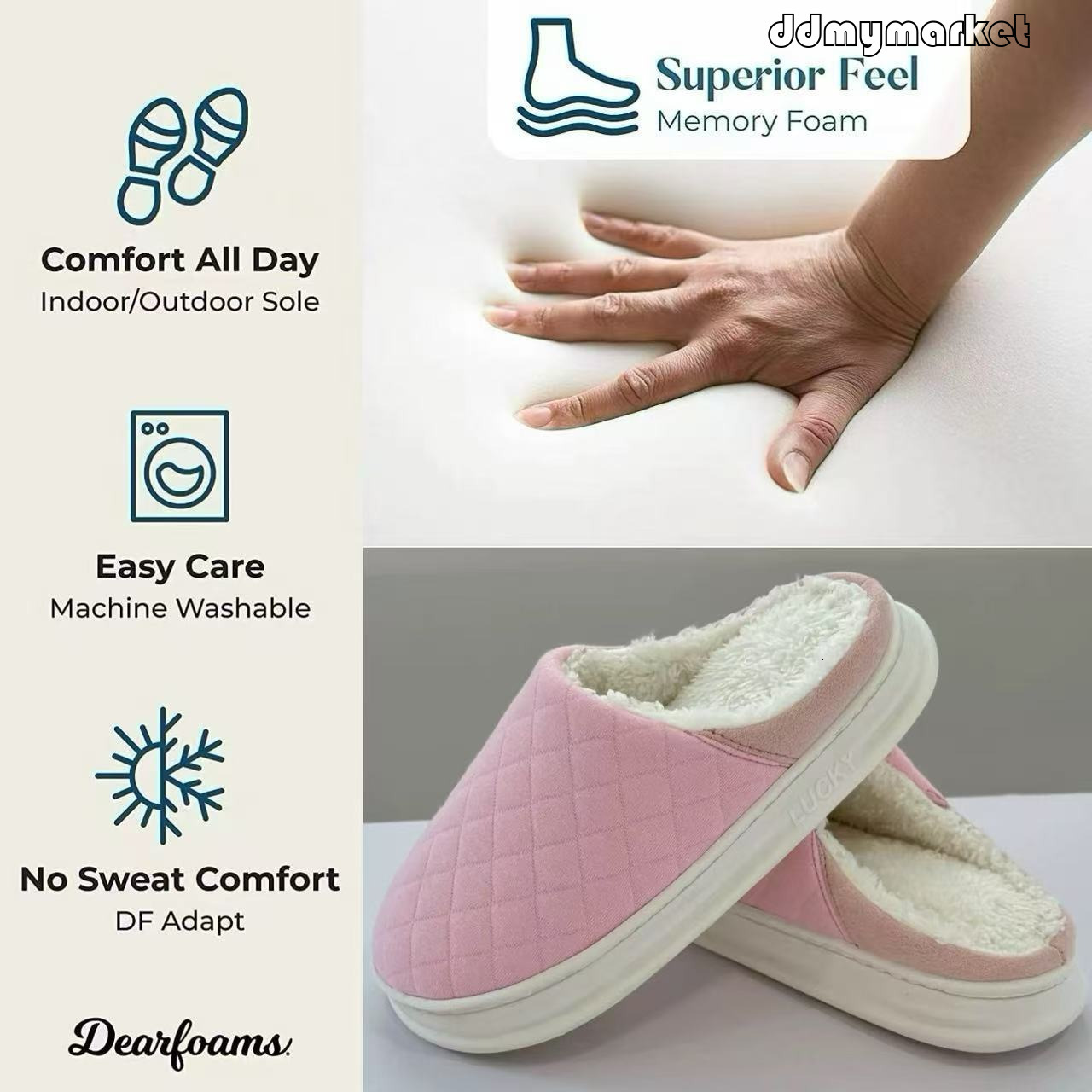 New Autumn Winter Couple Closed-Toe Full Cotton Quilted Check Thickened Sole Waterproof Non-Slip Warm Home Slippers ddmymarket