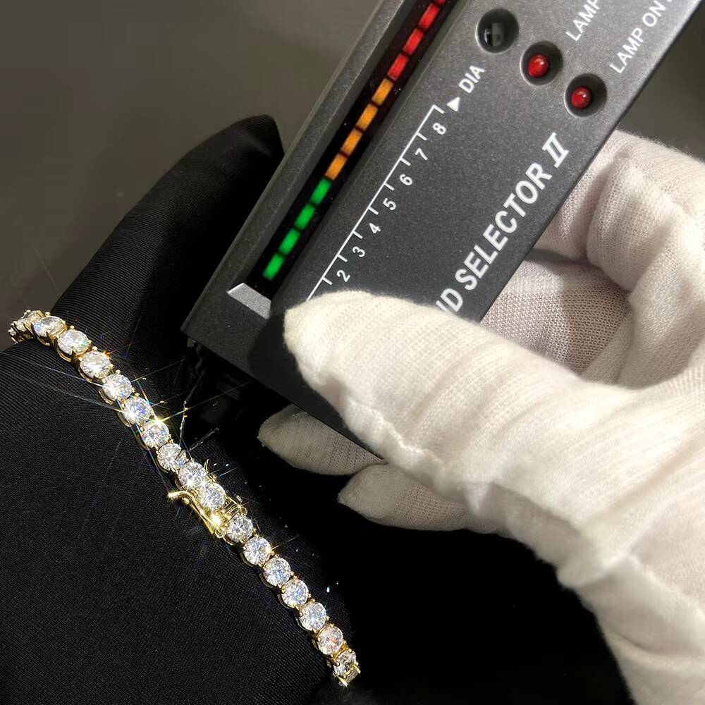 Tennis Bracelet 18K Gold S925 Sterling Silver Custom Cz Moissanite Lab Grown Diamond Tennis Hand Bracelet for Women Men