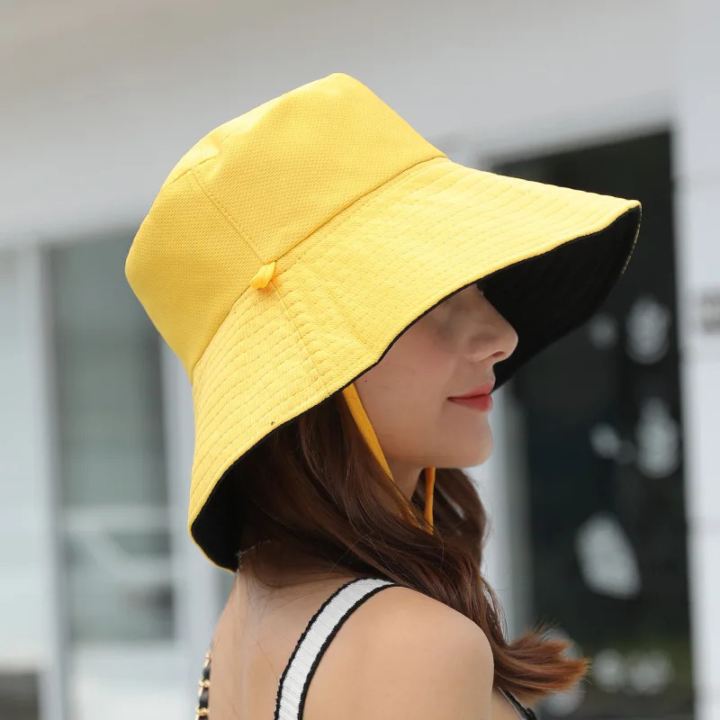 Bucket Hat Spring Summer Wide Brim Sun Visor Hats Women Panama Caps TwoSide Wear Foldable Portable Outdoor Bucket Cap 250919