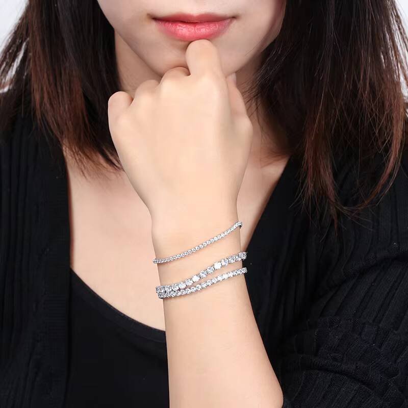 RINNTIN SB95 Sparkling 4mm Cubic Zirconia 925 Sterling Silver Tennis Bracelet