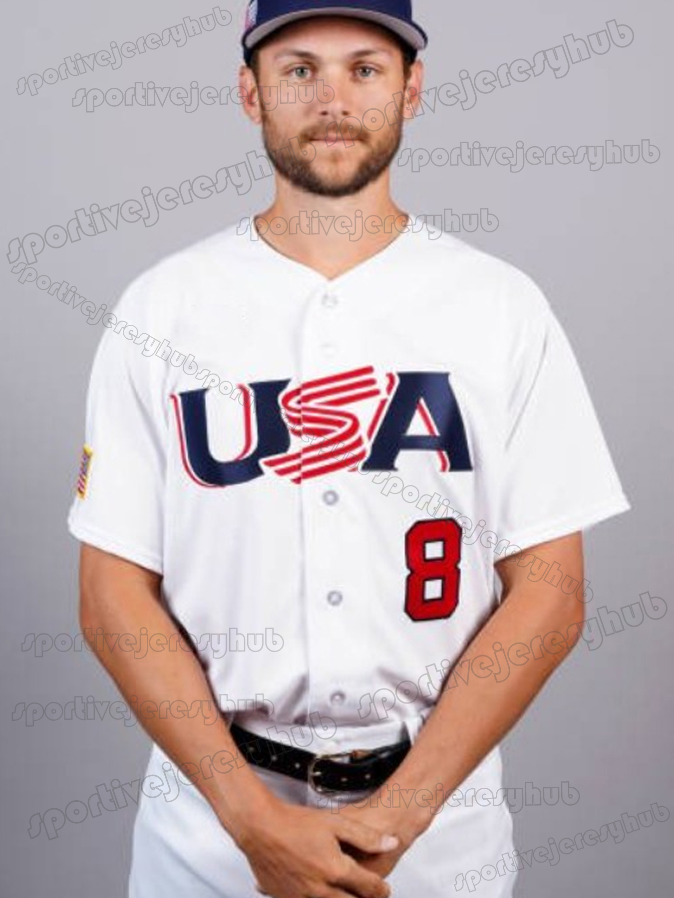 Mike Trout 2023 WBC USA Jeresy Mookie Betts Nolan Arenado Trea Turner Pete Alonso Tucker Goldschmidt Realmuto Mullins Pressly Custom Stitched Retro Un