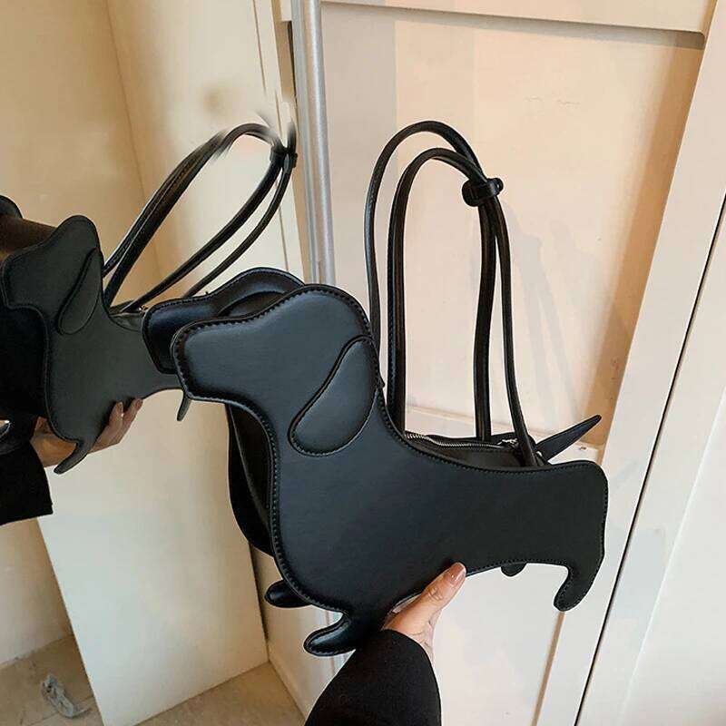 Novelty Cartoon Dog Shaped Armpit Purses Unique PU Leather Handbag Solid Designer Bag Funny Shoulder Kawaii Girls Tote Bags