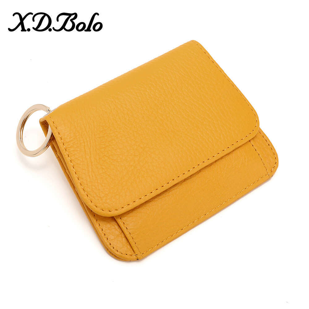 XDBOLO Short Simple Wallet Women's Holder Ins Cowhide Japanese Cute Card Clip Korean Version Mini Coin Purse B5