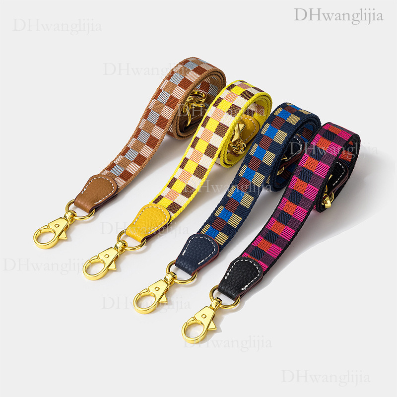DH Luggage Accessories Checkered Jacquard Ribbon Thin Kelly Evelyn Bag Single Shoulder Crossbody Strap Style