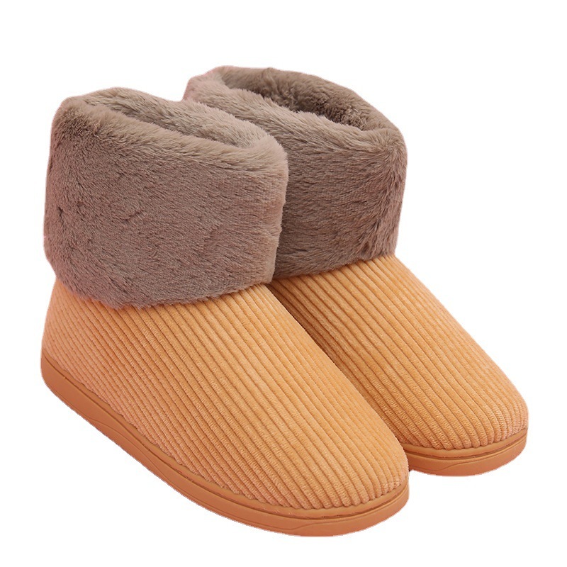 Home High-Top Fleece-Lined Thick-Soled Couple's Knitted Winter Indoor Cotton Slippers Snow Boots ddmymarket