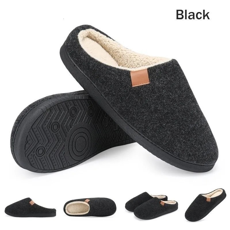 Winter Warm Flat Round Anti-Wool Fleece Stitched Shoes Extra Large Slippers Size 50 Memory Foam ddmymarket