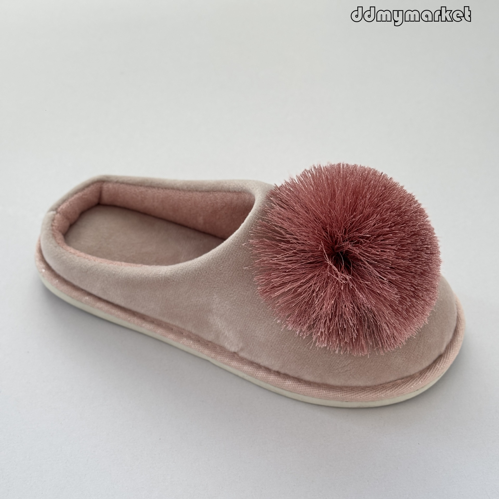 Fish Mouth Plush Tassel Ball Non-Slip Rubber Sole Home Comfort Preferred Women's Slippers ddmymarket