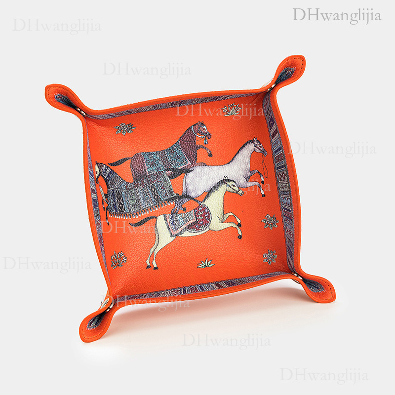 DH Luggage Accessories Live New Style Colorful Horse Print Cultural Play Bracelet Necklace Storage Box Leather Plate