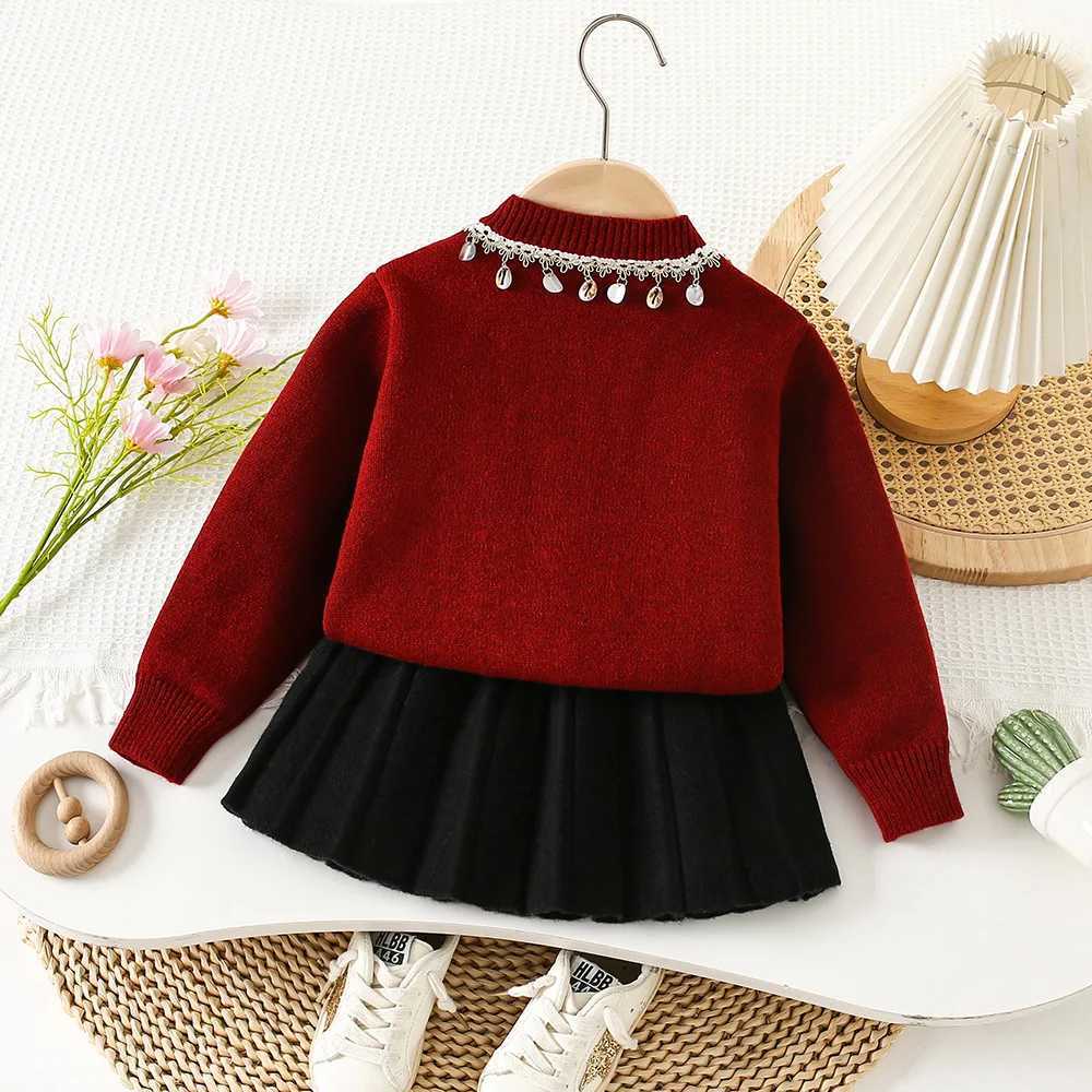 Girls Dress Clothes Sets Spring Autumn Children Woolen jersey Sweaters Coats Skirts Kids Princess Suit For Baby Knitted Outfits L250926D9SA