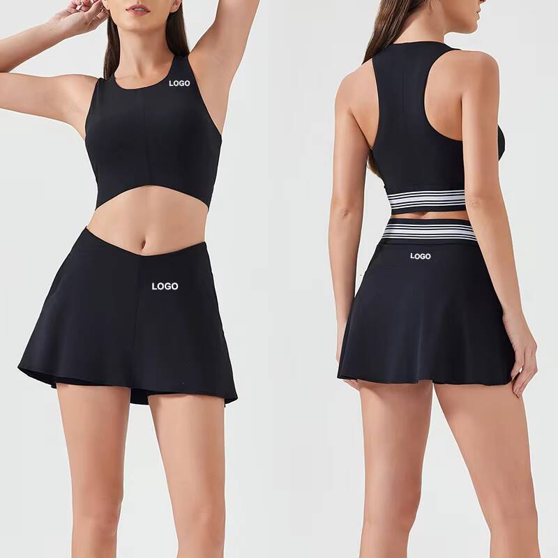 D25020D25021 Wholesale Athletic Clothing Gym Fitness Sports Workout Tennis Vest Skirts Yoga Sets