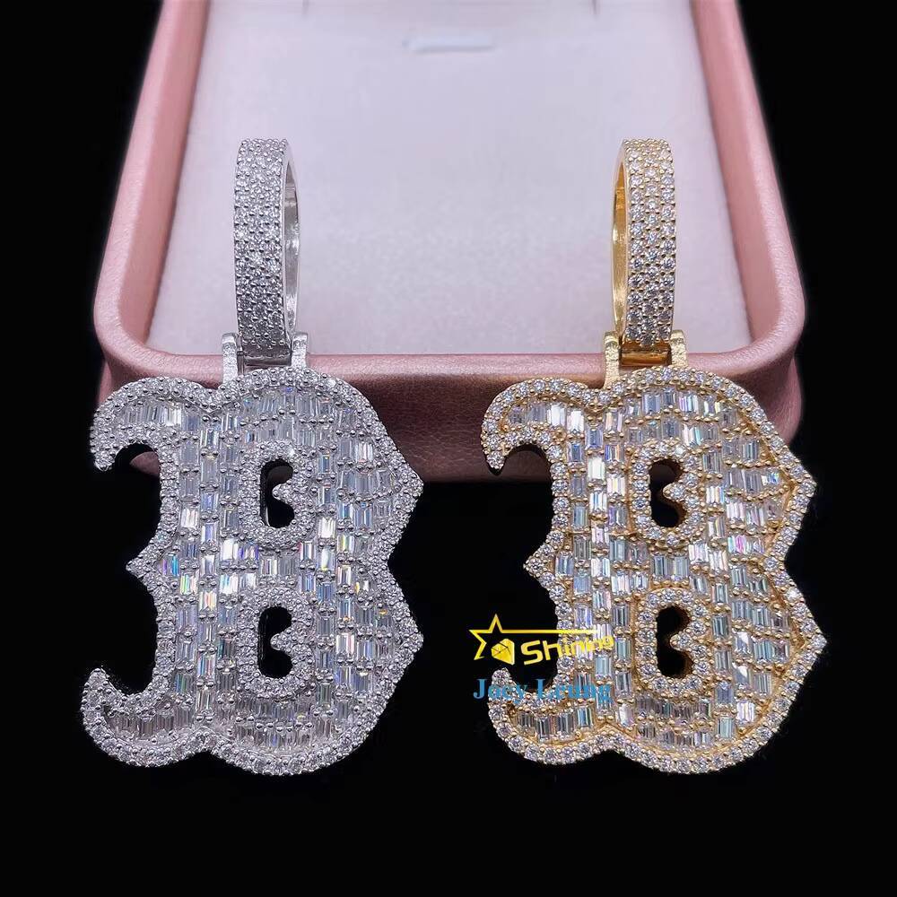 GRA Certificate 925 Sterling Silver VVS Diamond Mossinate Iced Out Jewelry Initial Letter Custom Moissanite Pendant Hip Hop