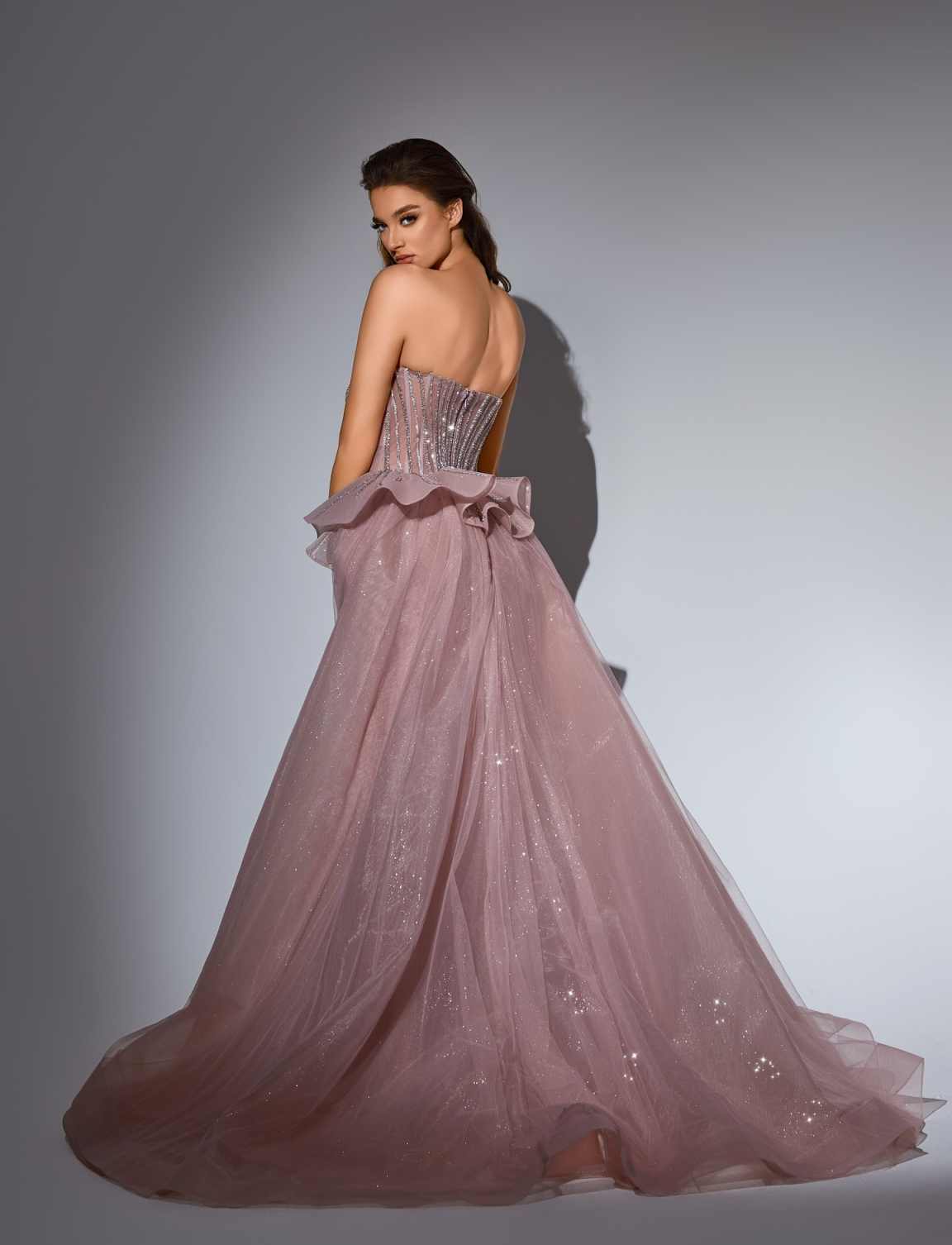 Exquisite Crystals Strapless Mermaid Evening Dresses Detachable Train Prom Gowns Beaded Sequins Party Customized Dresses