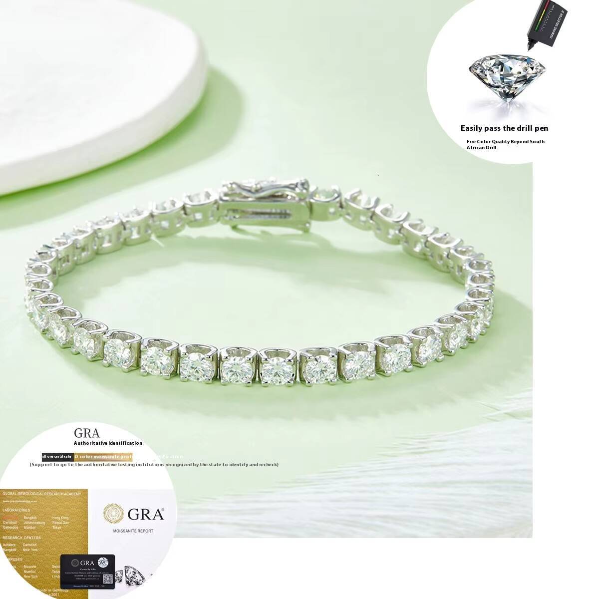 3mm 4mm 5mm Round Iced Out Hip Hop VVS 925 Sterling Silver Diamond Moissanite Tennis Chain Necklace Bracelet