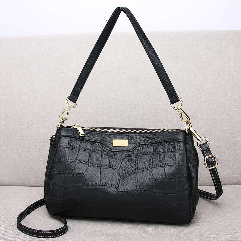 designer bag Luxury bag Women's Guangzhou Genuine Top Layer Cowhide Stitched Soft Leather Single Shoulder Crossbody Multi-Compartment Small Squar