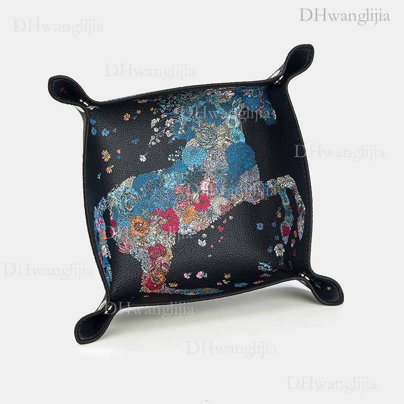 DH Luggage Accessories Live New Style Colorful Horse Print Cultural Play Bracelet Necklace Storage Box Leather Plate