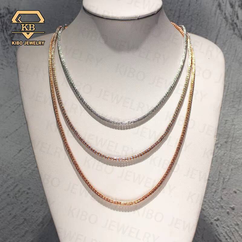 34mm Tennis Chain Ice Chain 925 Sterling Silver Diamond Cut Ice Moon Chain for Men Women