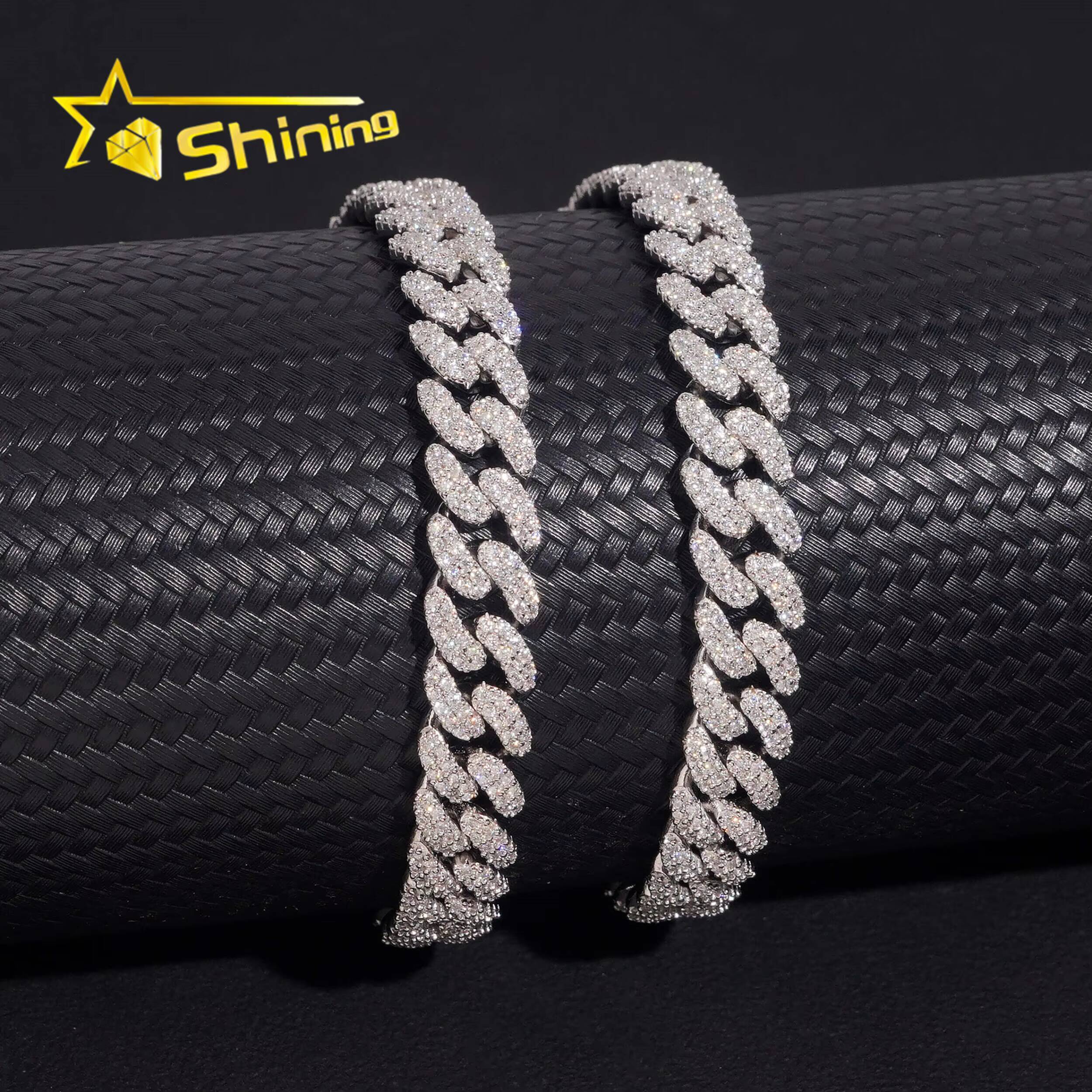 Hot Sale 8mm 2Rows VVS Iced Out Moissanite Cuban Link Bracelet Fine Jewelry Custom Men 925 Silver Bracelet GRA Certificated