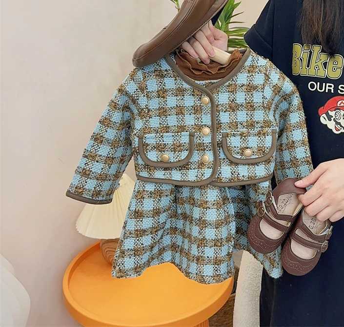 Childrens Sets Girl New Korean Elegant Autumn Baby Fashionable Tide Two Pieces Round Collar 2024 Childrens Clothing L25092607GL