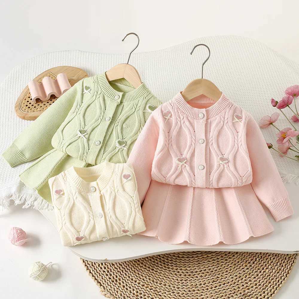 Girls Knitted Clothes Sets Spring Autumn Children Woolen Jersey Sweaters Coats Skirts Princess Dress Suit For Baby Outfits Kids L250926T1ES
