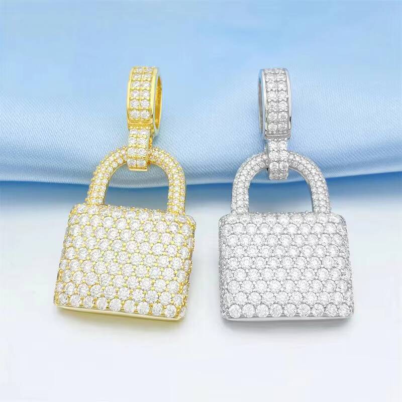 Iced Out Jewelry Hip Hop Moissanite Silver 925 Pendant Modern Lock Pendant