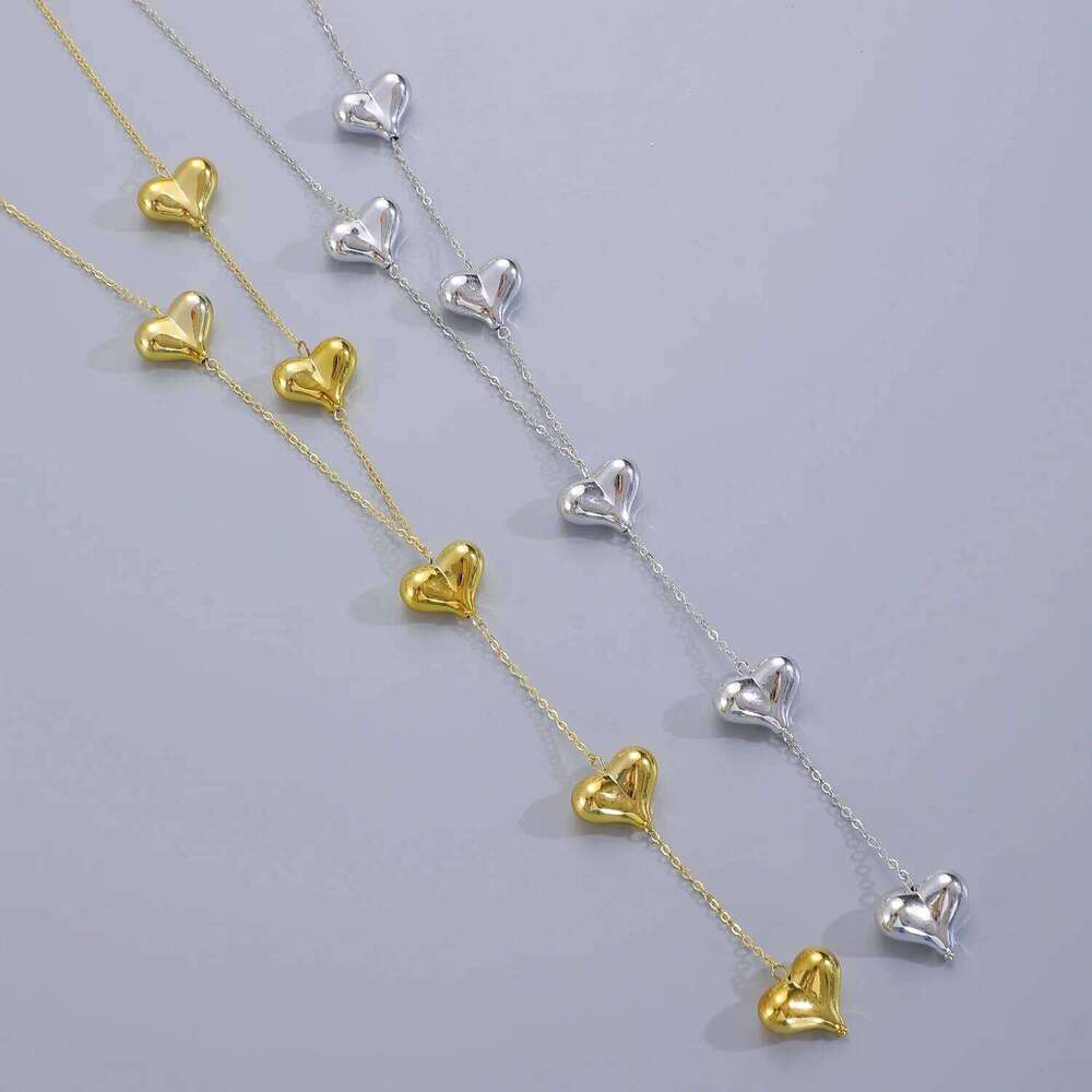 Simple Y-shaped Love Heart Shape Tassel Necklace for Women Special-shaped Irregular Long Sweater Chain Fashion Jewelry