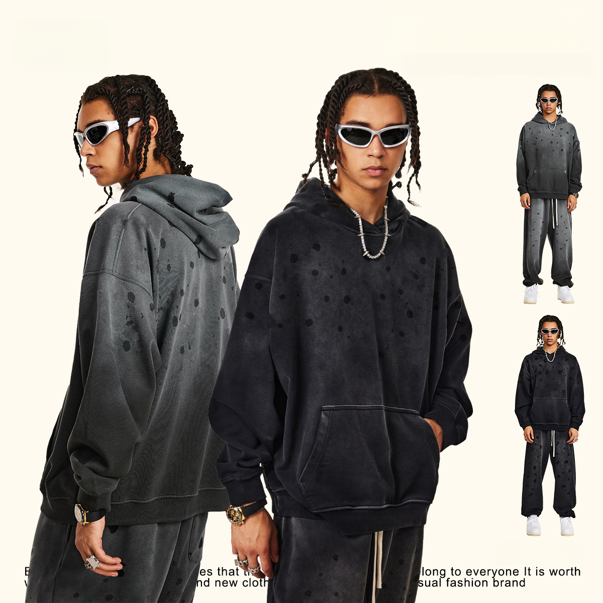 Designer Clothing Luxury Hoodie BE Men's Clothing 2025 Autumn Craft Hooded Sweatshirt Loose European Size Cross-border High Street Men's Ret