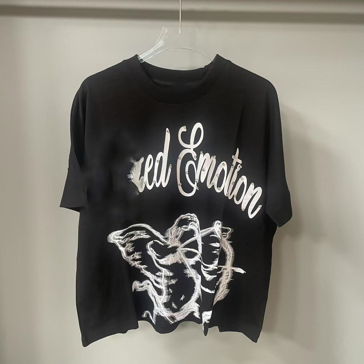 MIXED EMOTION shirts designer shirts Mens Y2k hoodies Letter tee High Street summer fashion hiphop retro casual cotton printed shorts sleeveds shirts