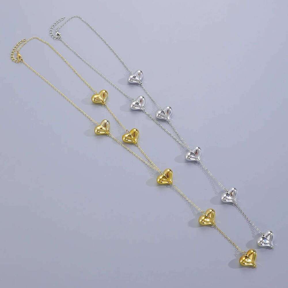 Simple Y-shaped Love Heart Shape Tassel Necklace for Women Special-shaped Irregular Long Sweater Chain Fashion Jewelry