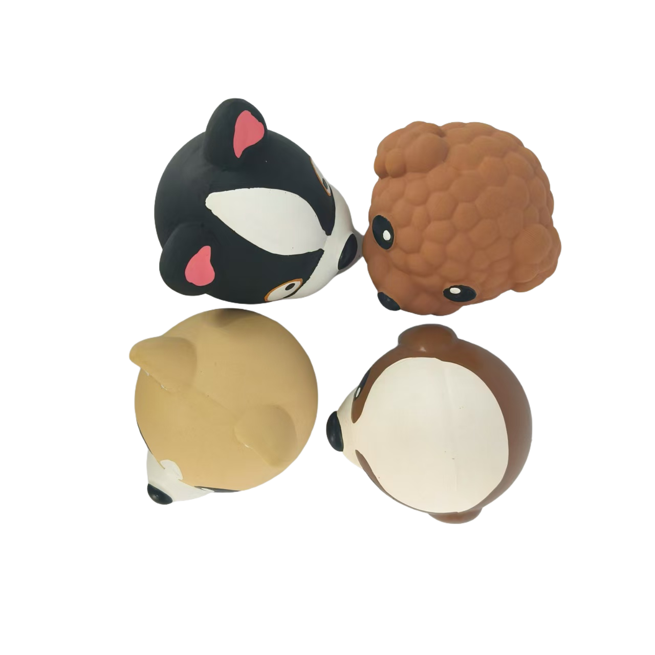 Rubber Squeaky Chewy Dog Toy Soft Natural Latex Screaming Sound Interactive Bouncy Animal Head Balls Dog Toys with Bright Colors for Small Dogs Supris