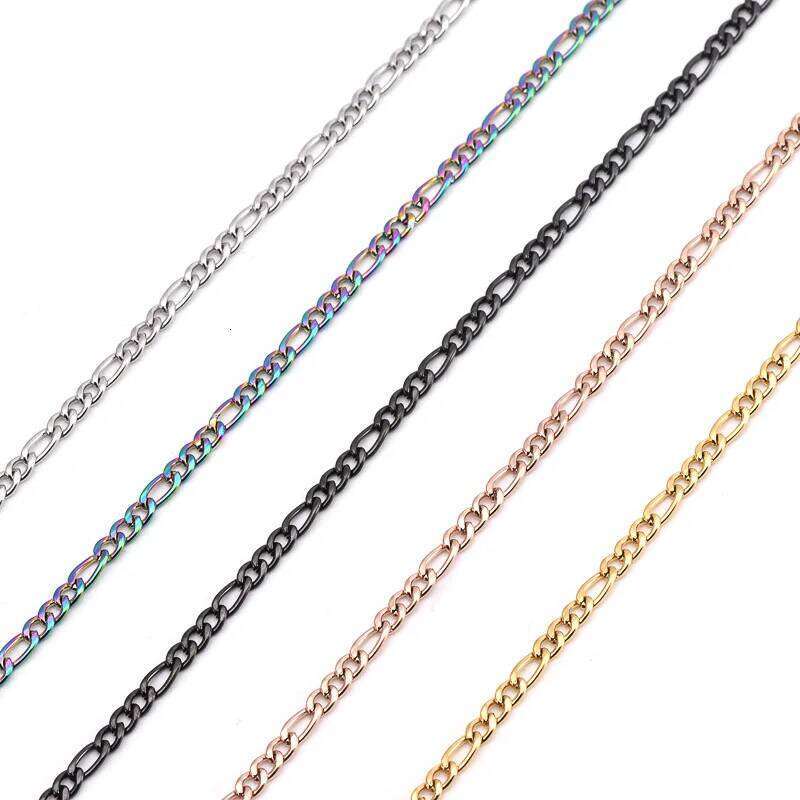 BAECYT 3/4/5/6/7/8mm Stainless Steel plating gold sier black Figaro Chain Necklaces For Women Men Long Collar hoker Wholesale