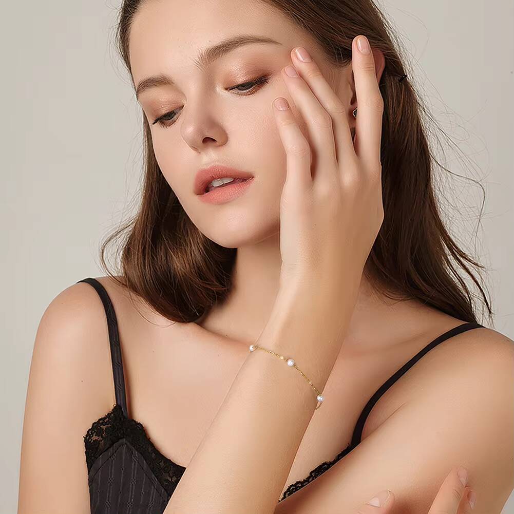 GPB08 925 Sterling Silver 14k Gold Adjustable Bracelet Cultured Irregular Freshwater Pearl AAA Handpicked Pearl Bracelet